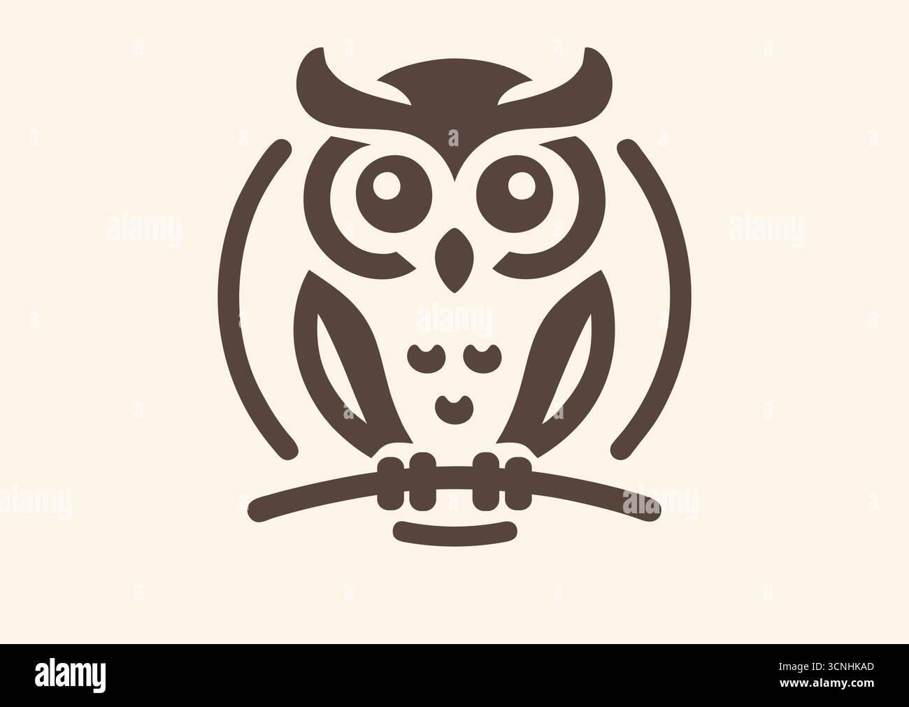 Nördliche Langohr-Eule oder informeller als die Kleingehörneule oder Katzeneule. Design für Logo, Poster, Karte, Piktogramm, Emblem, t-Shirt. Isoliert Stock Vektor