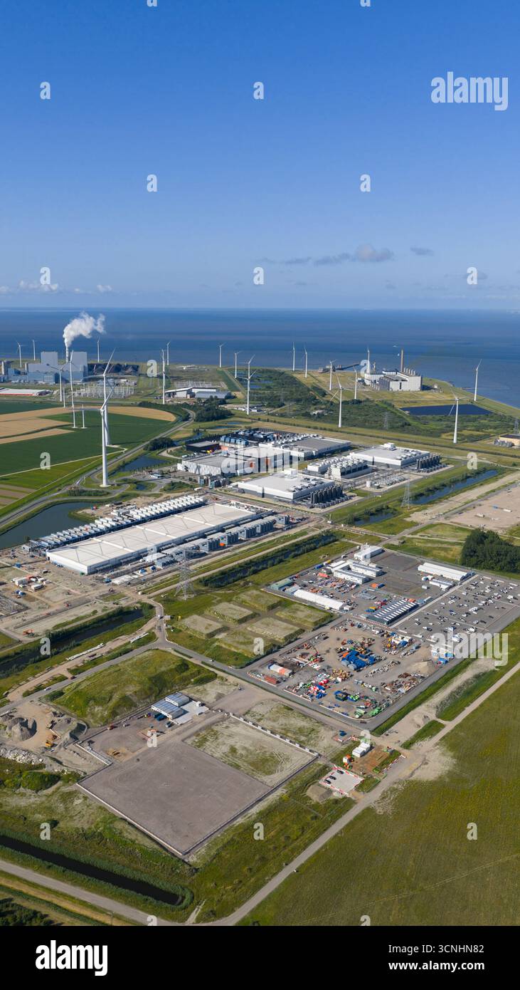 Erweiterung und Neubau von Rechenzentren in der Eemshaven-, Tech gigant-, IT-, Cloud- und Internetinfrastruktur. Stockfoto