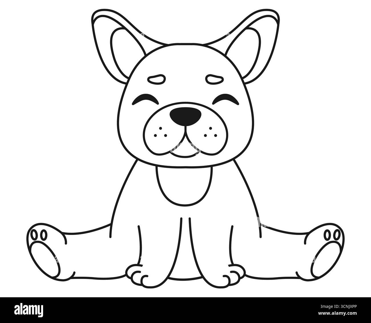 Niedliche Cartoon-Bulldogge. Ausmalseite. Isolierter weißer Hintergrund. Vektorabbildung. Stock Vektor