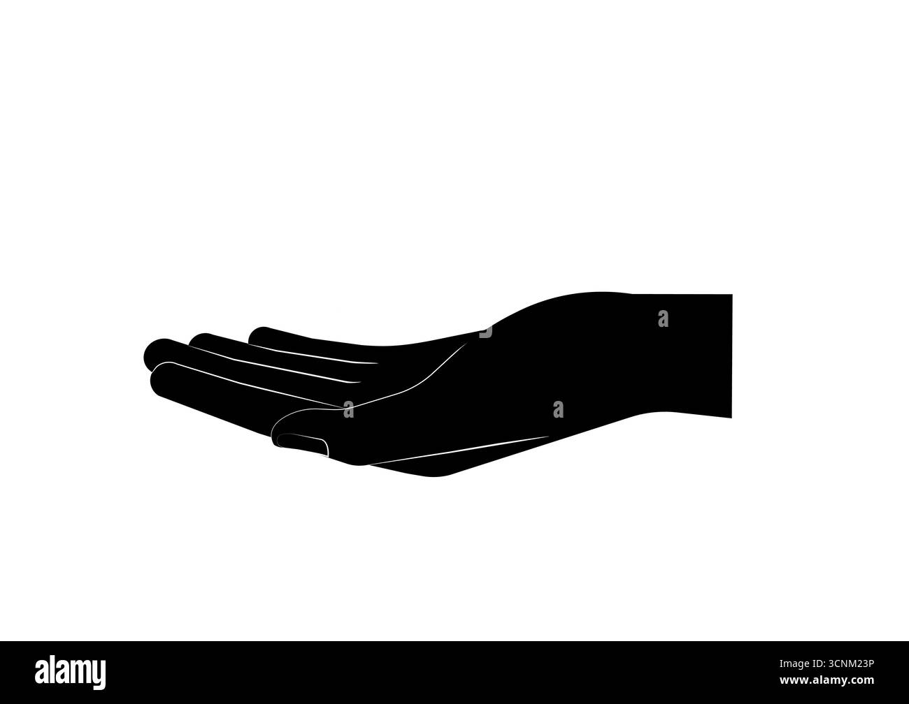 Geste einer leeren Hand, die etwas Silhouette Schwarz und weiß hält. Vektorabbildung. Stock Vektor