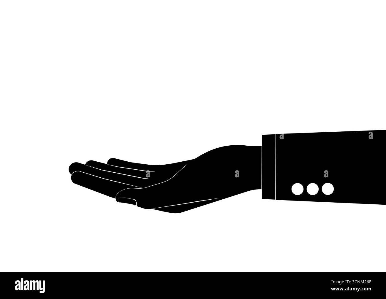 Geste einer leeren Hand, die etwas Silhouette Schwarz und weiß hält. Vektorabbildung. Stock Vektor