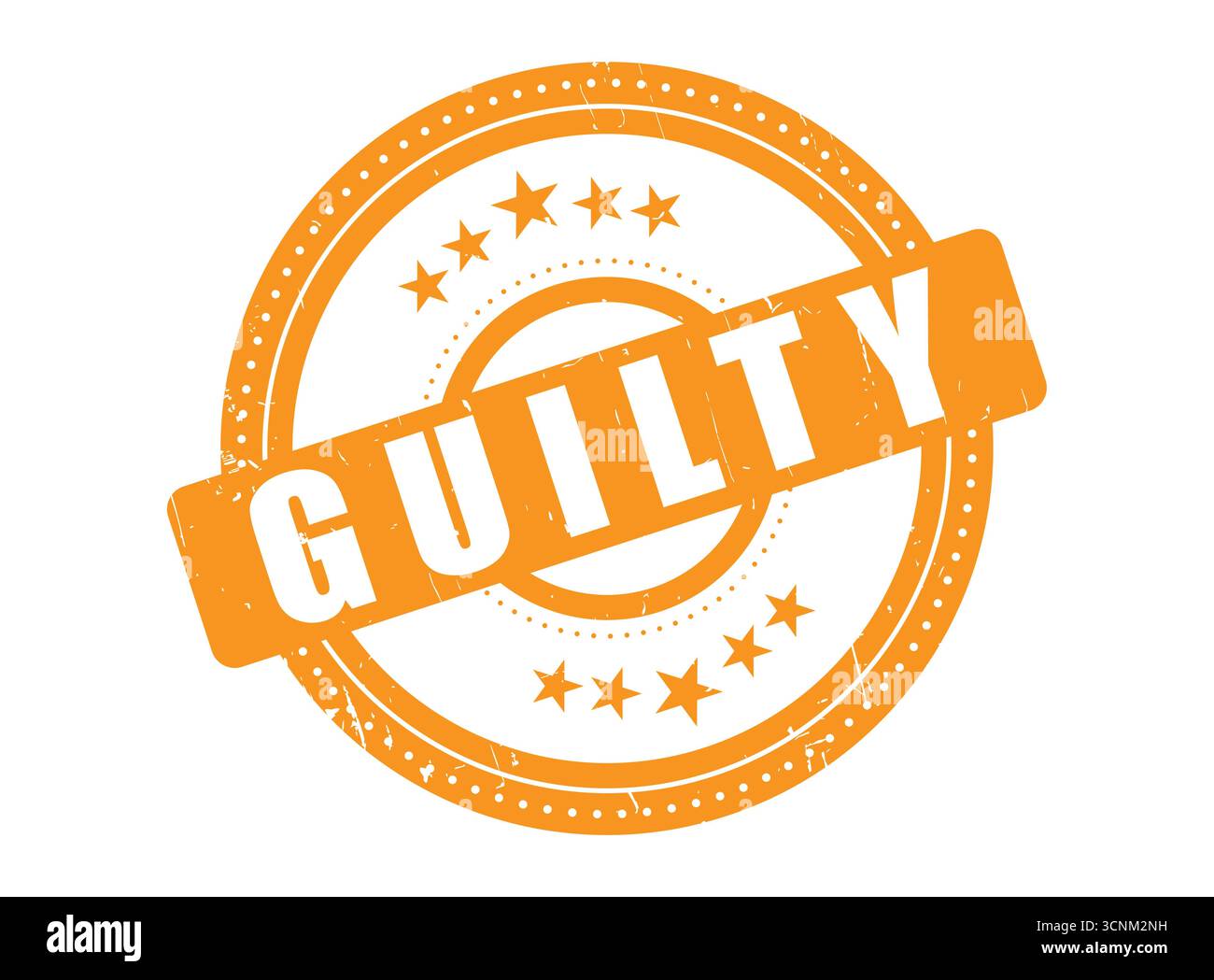 Ein Guilty Rubber Stempelsiegel mit einem gepunkteten Kreis Stock Vektor