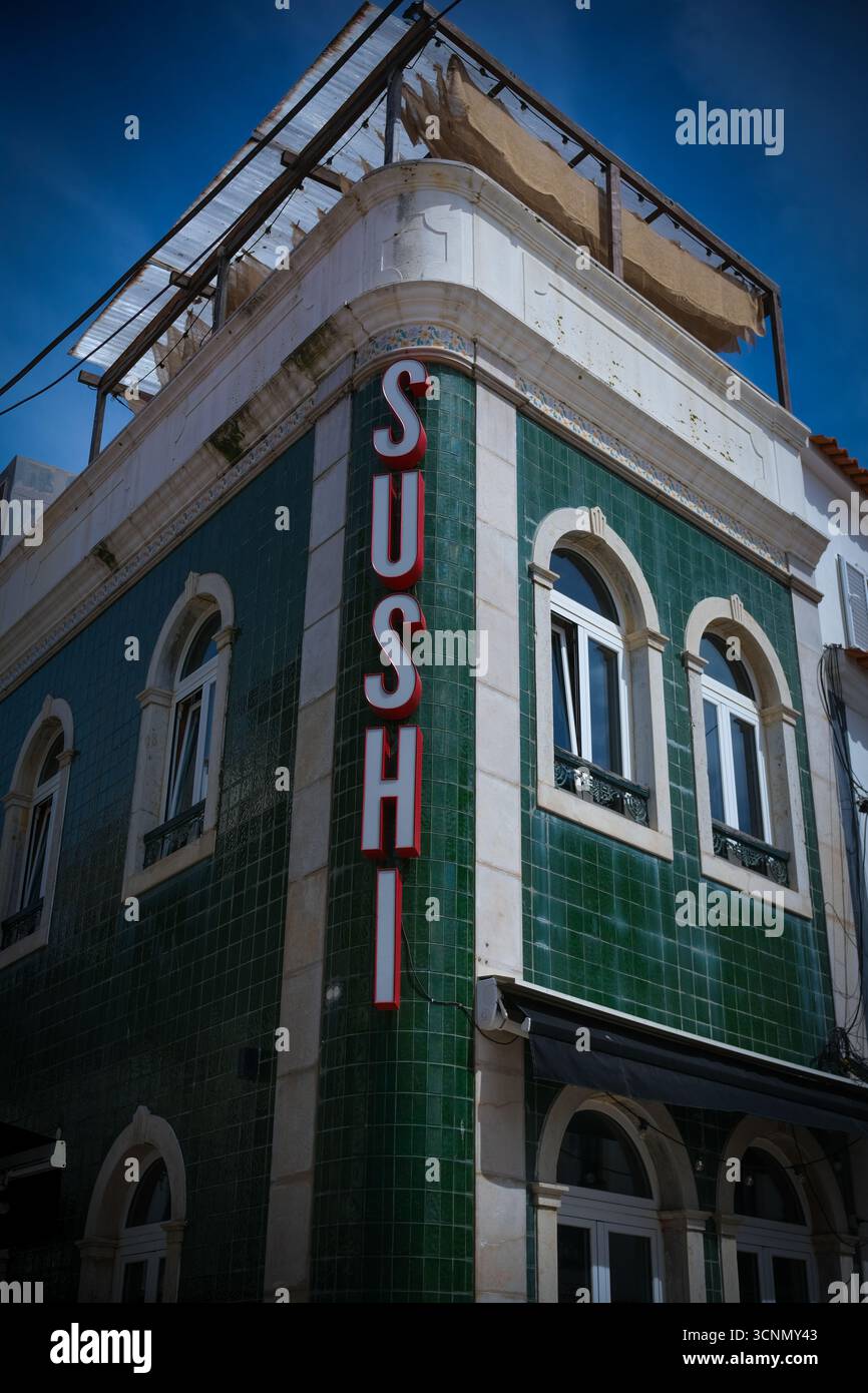 Sushi-Ladenschild in einem Sushi-Restaurant Stockfoto