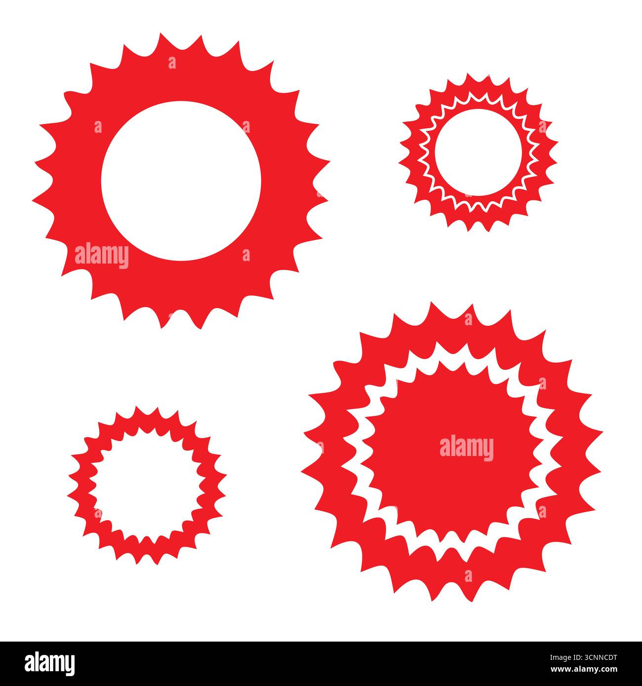 Red Starburst Preisschilder Set – Verkaufsaufkleber, Rabattabzeichen, Sonderangebot, Retro Burst-Etiketten Stock Vektor
