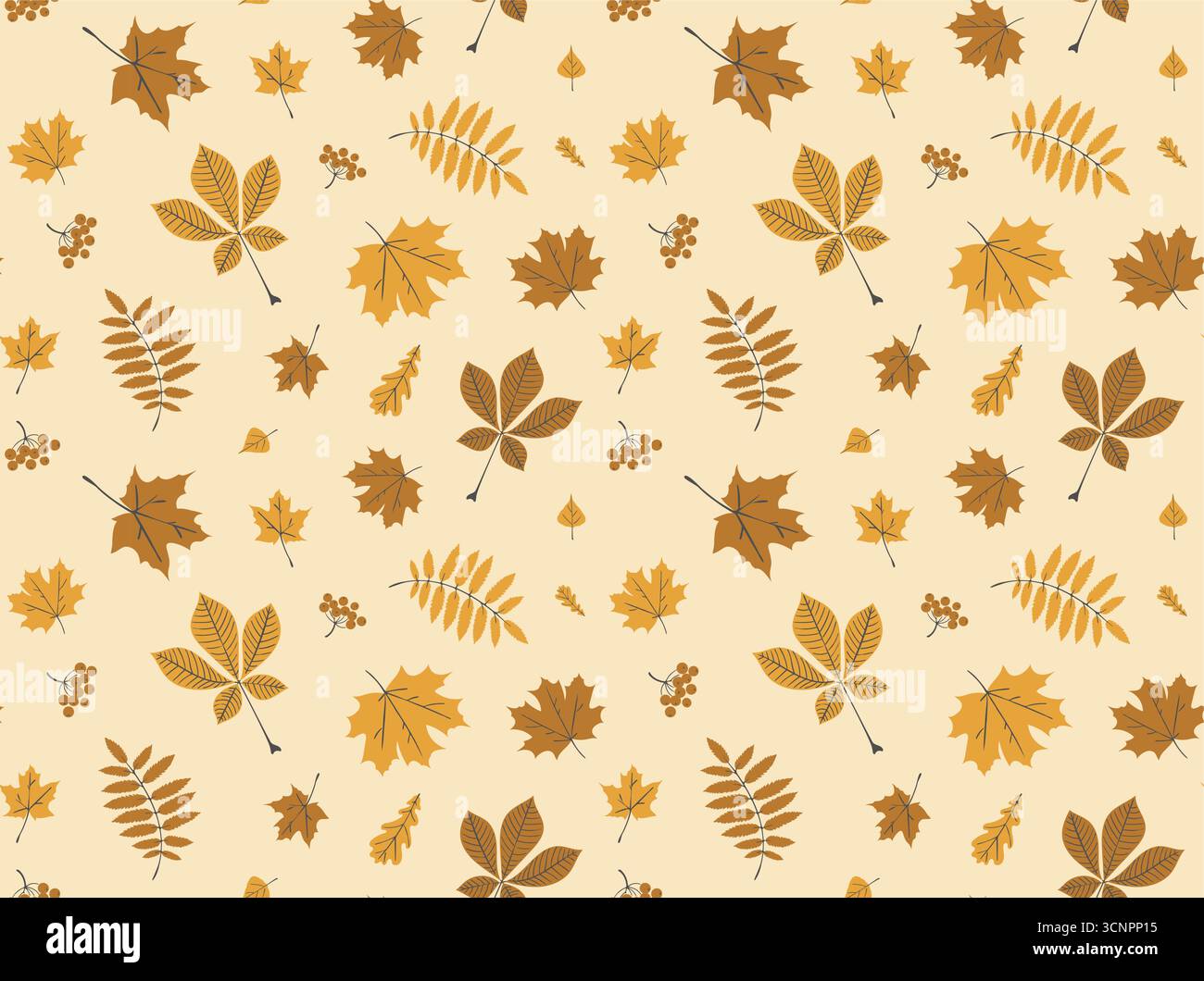 Herbstvektormuster. Nahtloses Blattmuster. Handgezeichnetes Blattmuster. Herbstmuster. Stock Vektor