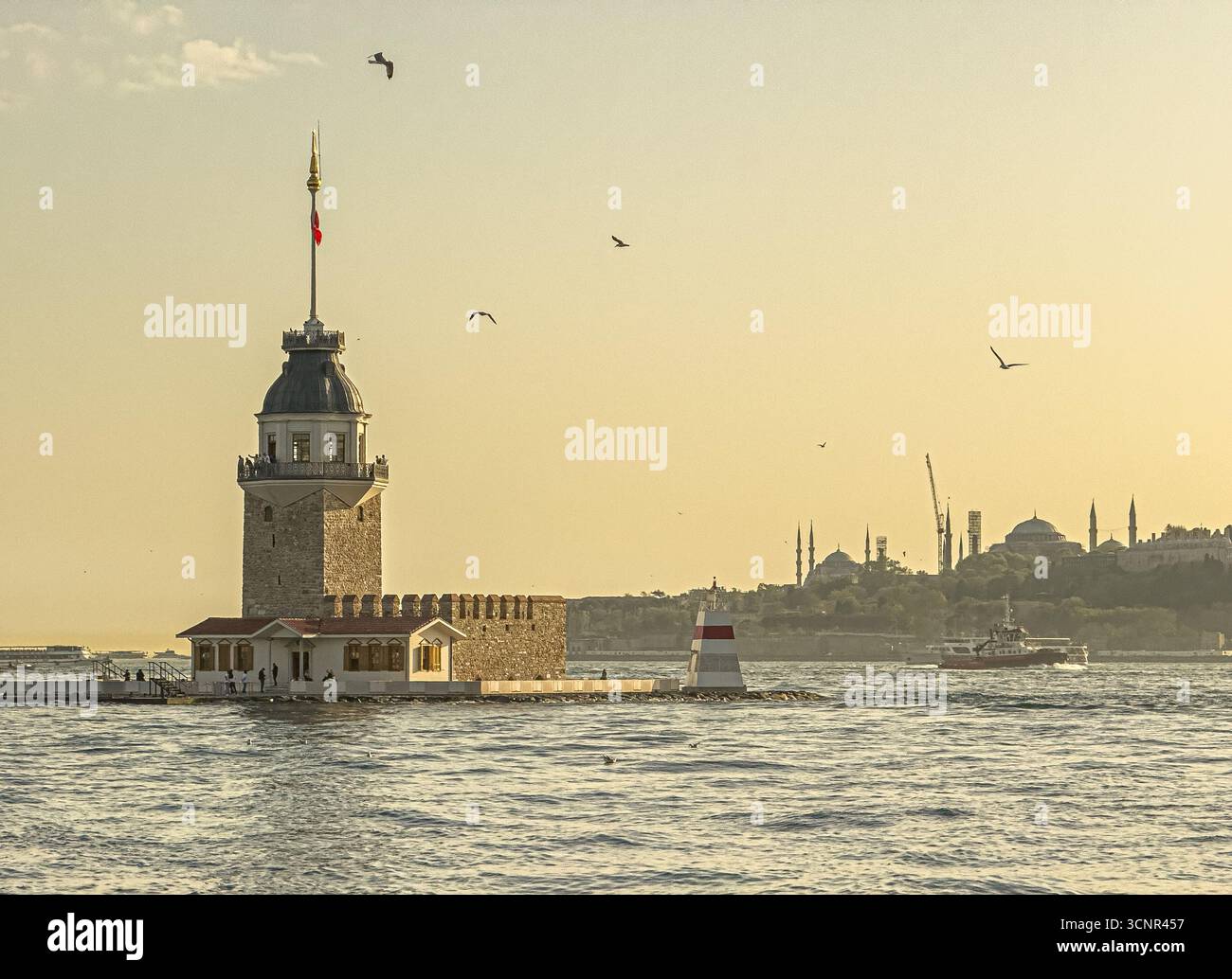 Mädchenturm bei Sonnenuntergang, Istanbul Stockfoto