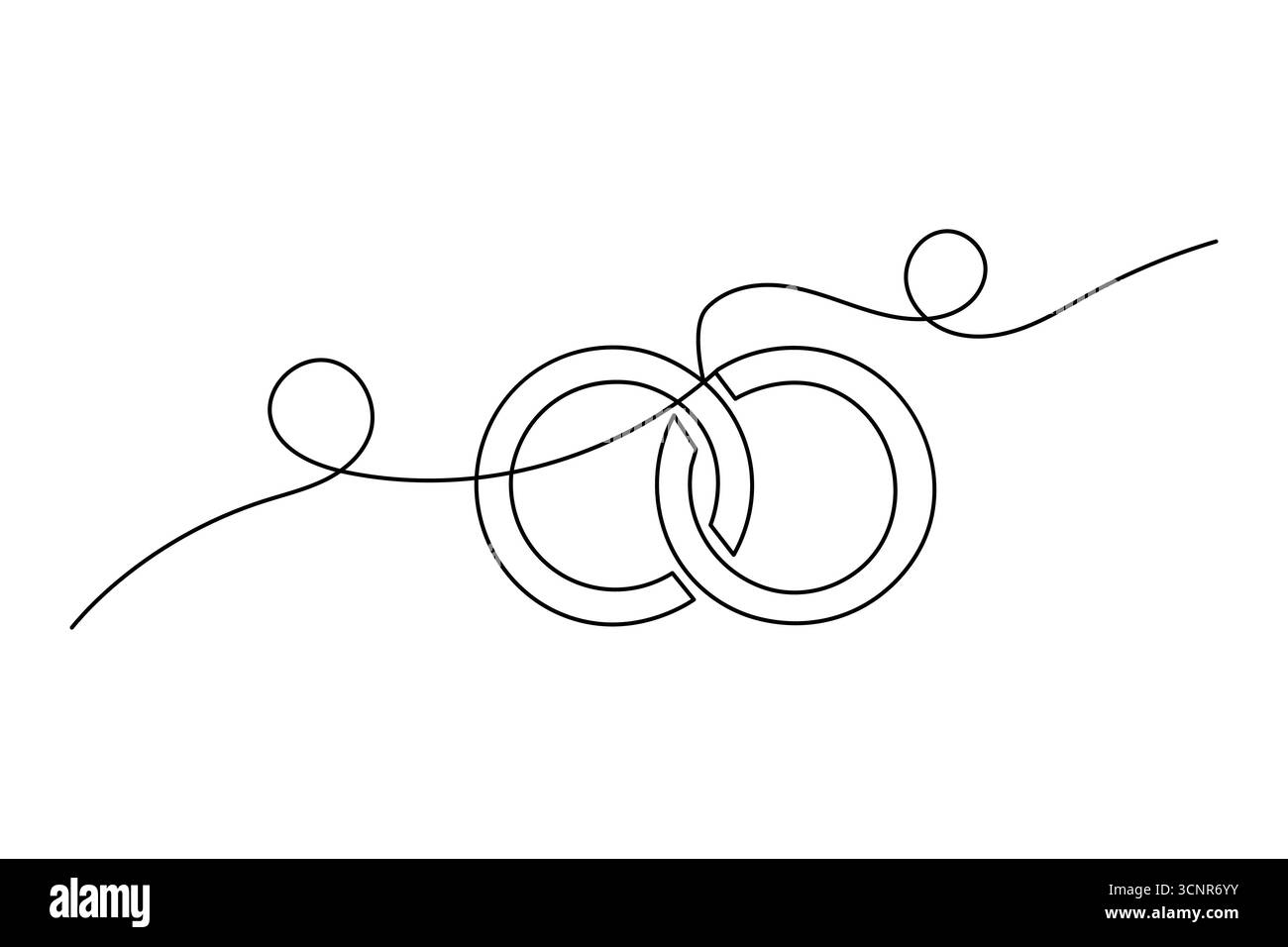 Ehering durchgehende einzeilige Zeichnung im minimalistischen Stil mit einfacher Umrissdarstellung isoliert Stock Vektor