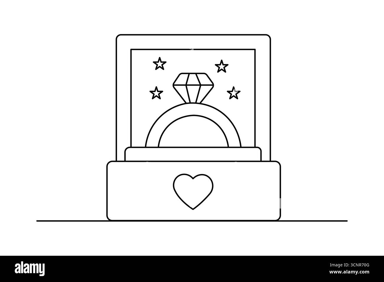 Ehering durchgehende einzeilige Zeichnung im minimalistischen Stil mit einfacher Umrissdarstellung isoliert Stock Vektor