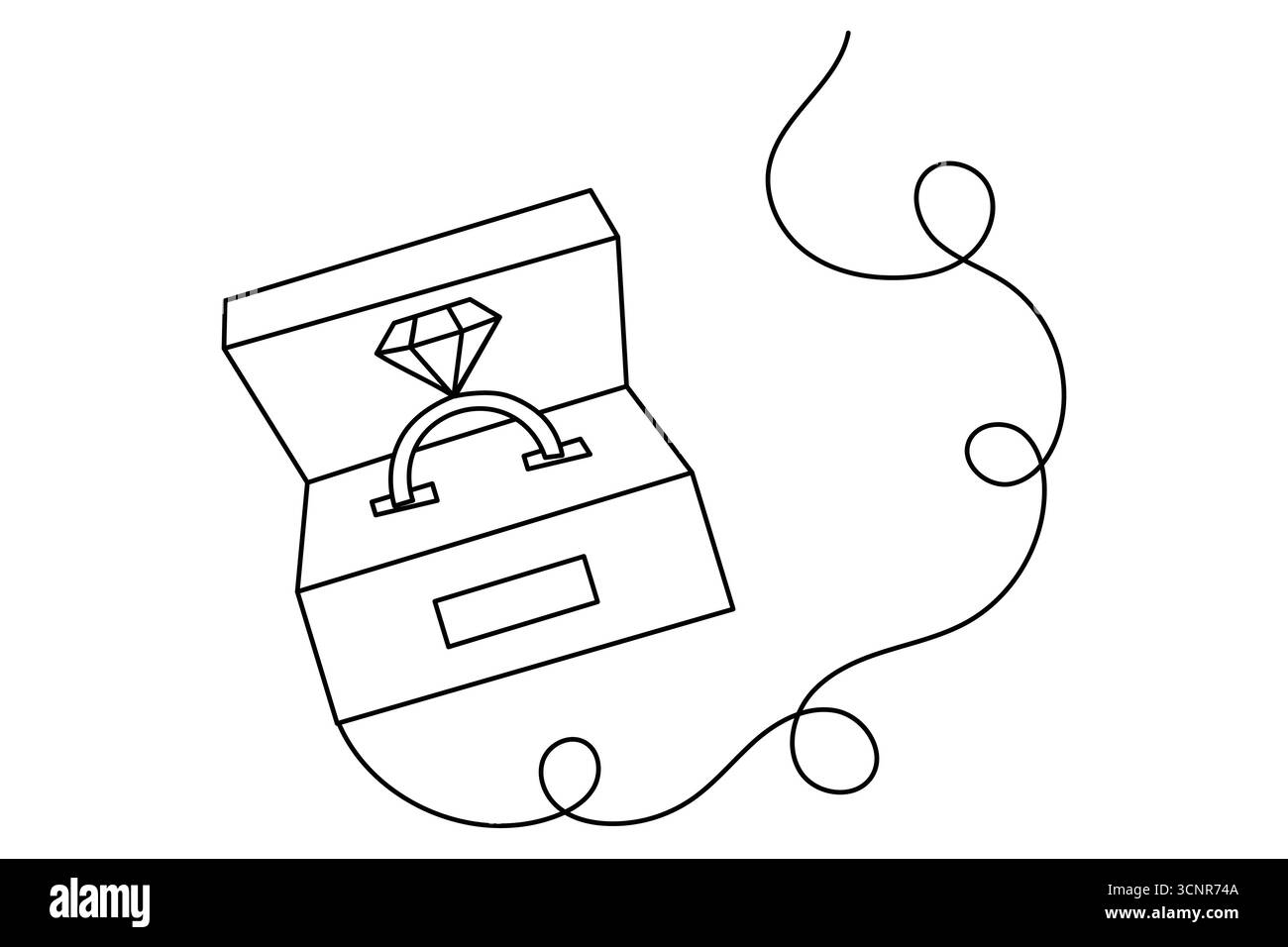 Ehering durchgehende einzeilige Zeichnung im minimalistischen Stil mit einfacher Umrissdarstellung isoliert Stock Vektor