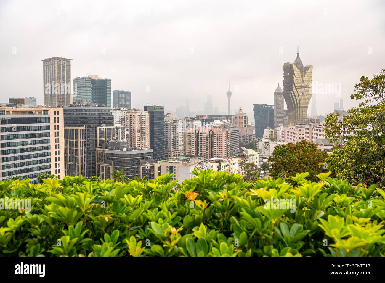 Blick auf das Wohnviertel von Macau von der Guia Kapelle und dem Leuchtturm, Macao. Stockfoto