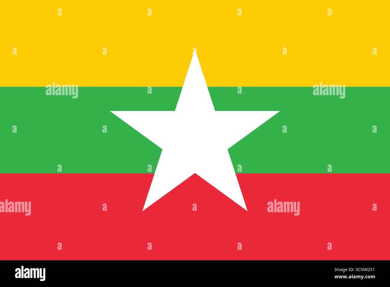 Myanmar Flaggenvektorillustration, nationale Identität asiens. Sauberes, flaches Design, ideal für Web-, Druck- oder Bildungszwecke. Stock Vektor