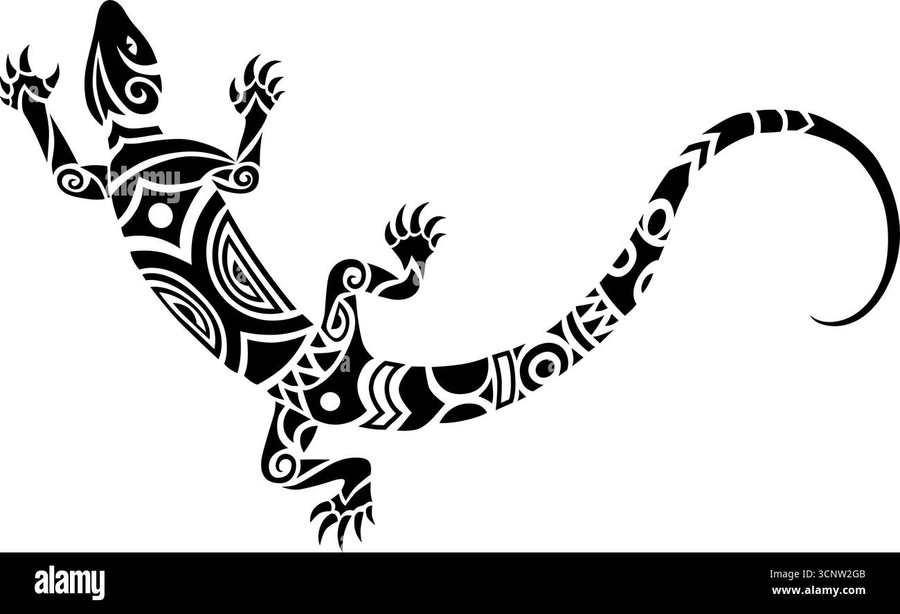 Eidechsenvektor Tattoo Design, Eidechsenillustration Stock Vektor