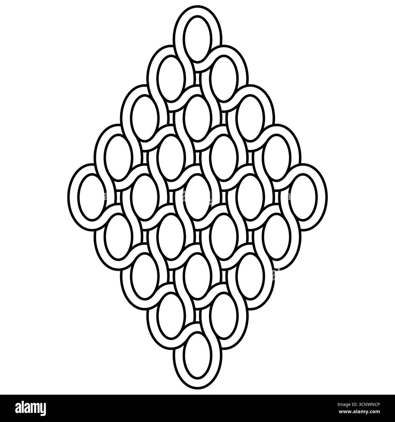 Kettenmasten, verbunden mit ovalem Rautenmuster, geometrisches Gewebe Stock Vektor