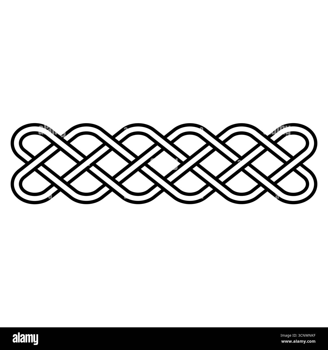 Keltisches Endlosknoten, horizontales Design, schwarzes, verwobenes Schlaufensymbol Stock Vektor