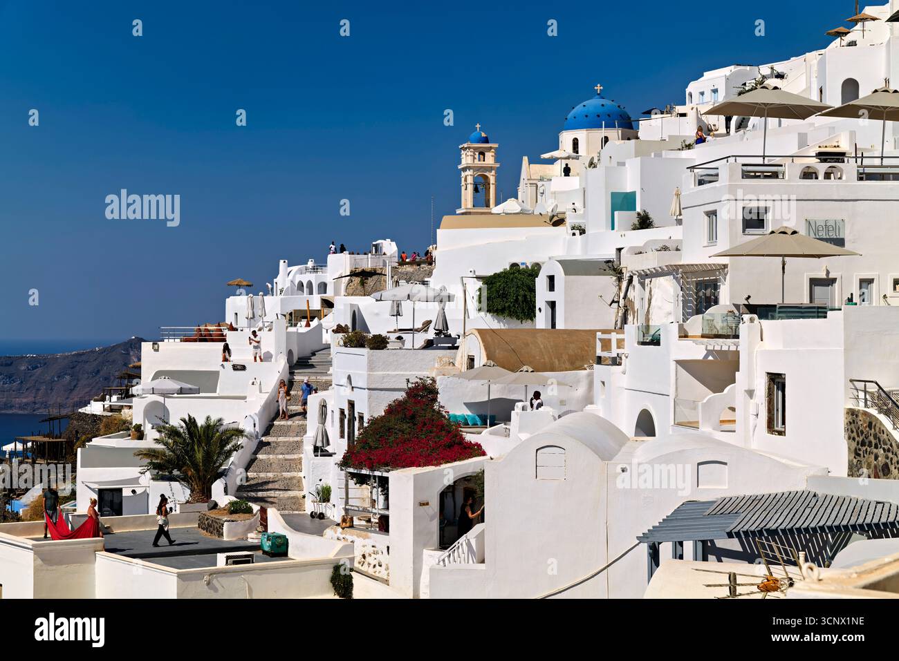 Santorin Griechenland. Imerovigli. Weiße Häuser Stockfoto