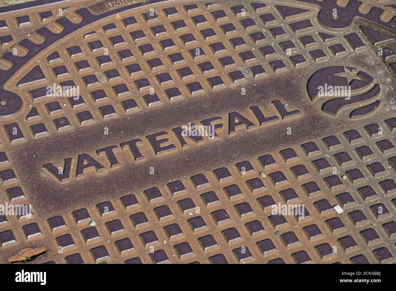 Logo Vattenfall, Gullideckel, Berlin, Deutschland Stockfoto