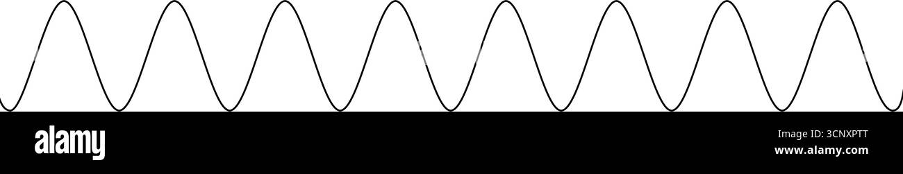 Handgezeichnete Sinuskurvenlinie. Minimalistische Wellenlinie, die eine kontinuierliche periodische Oszillation darstellt Stock Vektor