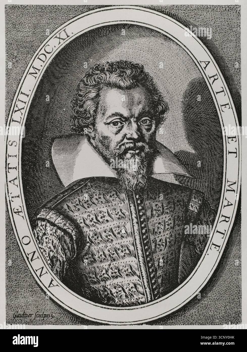 Philippe de Mornay (Philippe Duplessis-Mornay) (1549-1623). Französischer protestantischer Schriftsteller. Porträt im Alter von 62 Jahren (1611). Stich von Léonard Gaultier (ca. 1561-1641). XVIIme siècle: lettres, Sciences et Arts, Frankreich 1590-1700 (17. Jahrhundert: Briefe, Wissenschaften und Künste), von Paul Lacroix. Veröffentlicht in Paris von Librairie de Firmin-Didot et Cie, 1882. Stockfoto