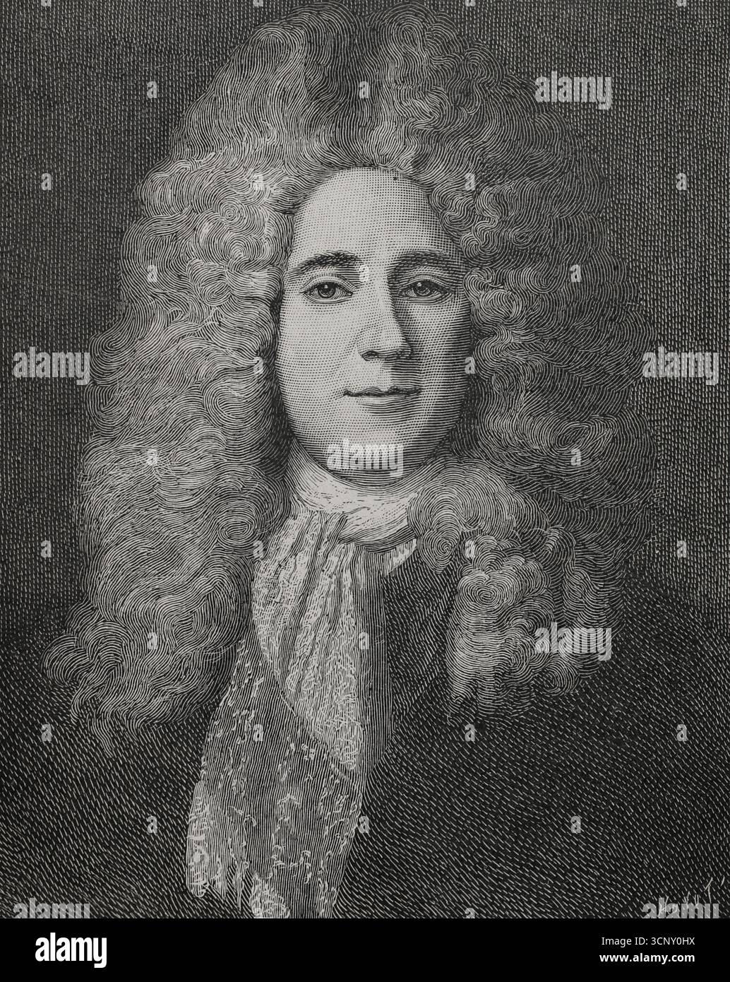 Mansart (1598-1666). Französischer Architekt. Hochformat. Stich von Huyot nach einem Gemälde von Nicolas de Largillière (1656-1747). XVIIme siècle: lettres, Sciences et Arts, Frankreich 1590-1700 (17. Jahrhundert: Briefe, Wissenschaften und Künste), von Paul Lacroix. Veröffentlicht in Paris von Librairie de Firmin-Didot et Cie, 1882. Stockfoto