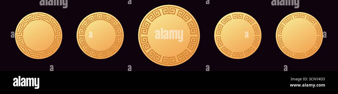 Kreisförmige dekorative Rahmen mit griechischen Mustern für Design Stock Vektor