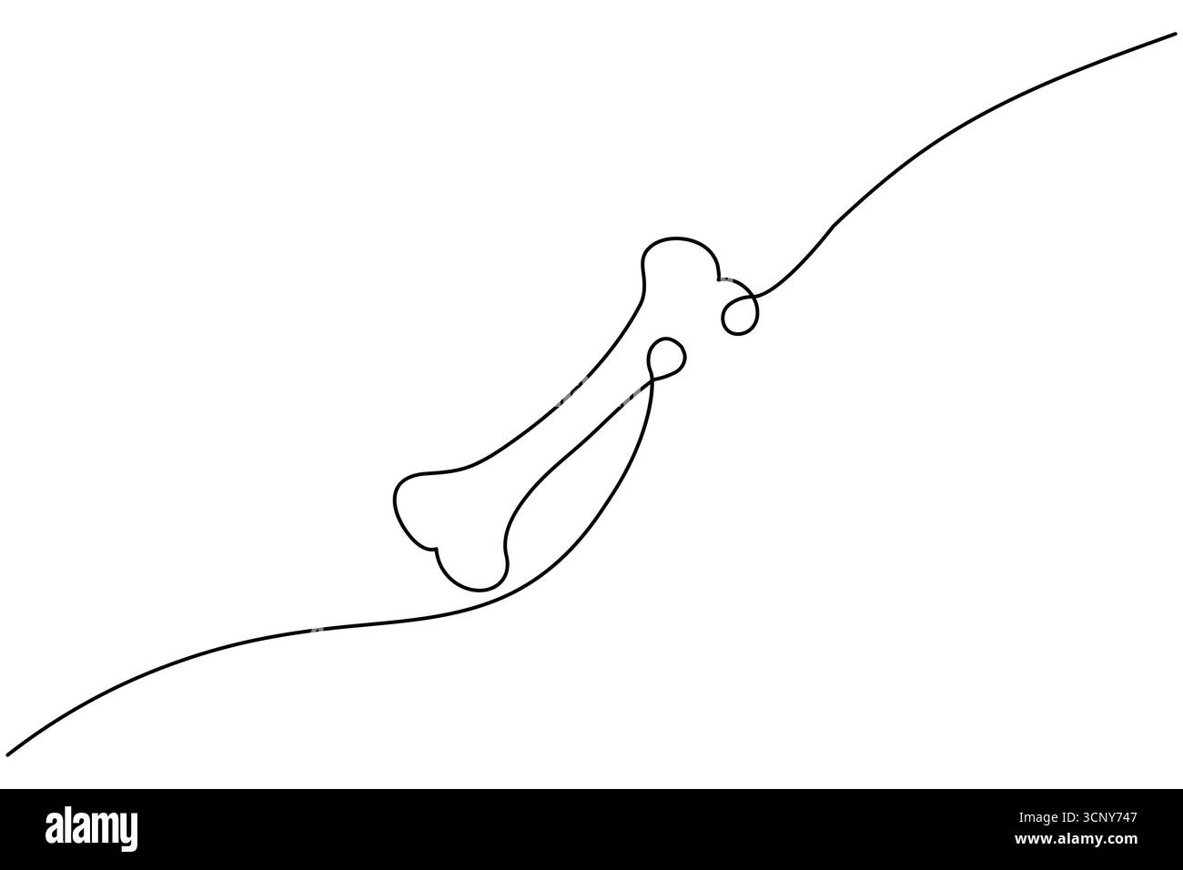 Einzeilenzeichnung eines Hundeknochens mit abstrakten gekrümmten Linien auf einer durchgehenden weißen Hintergrundlinie Stock Vektor