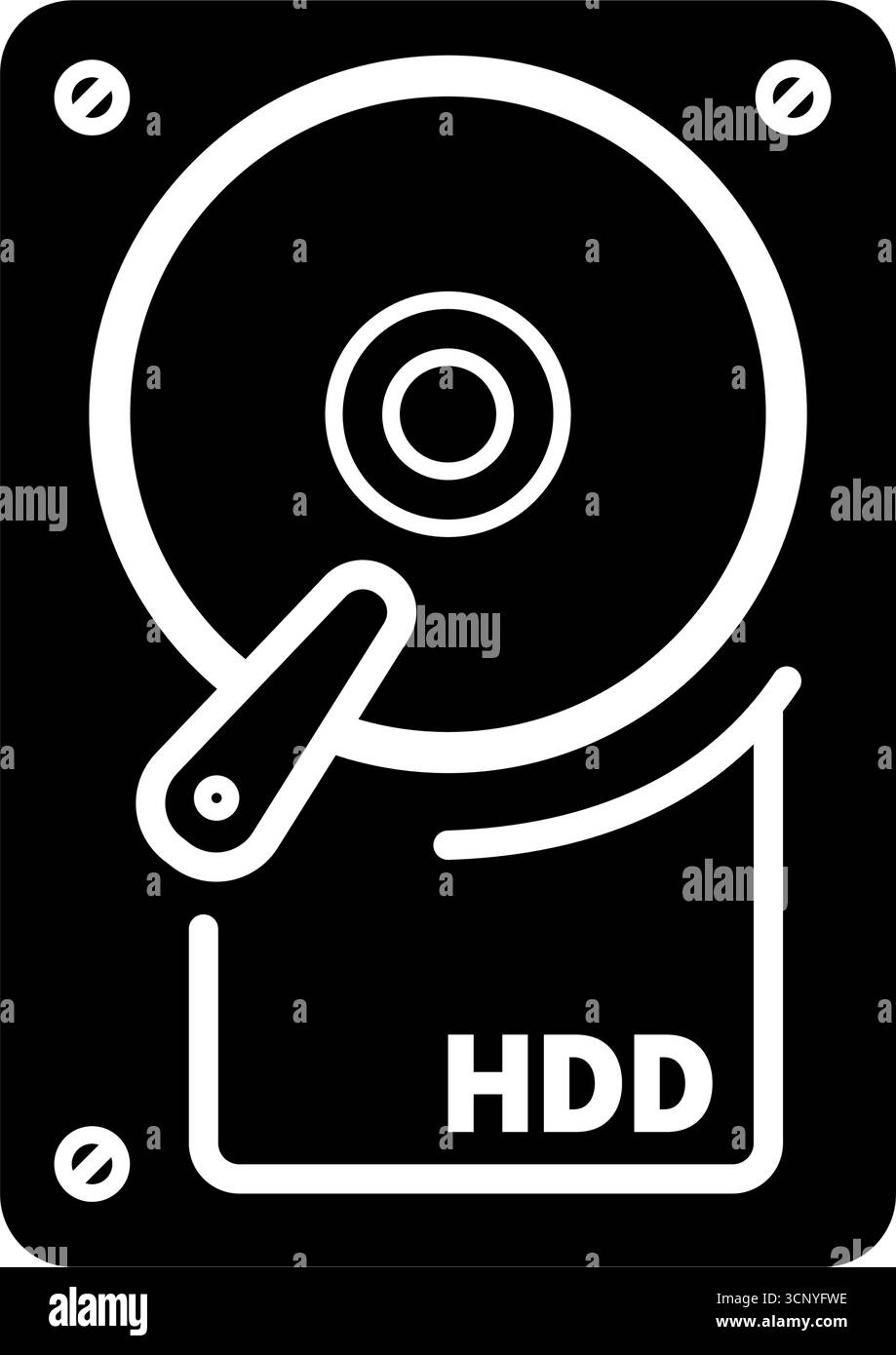 Zeilensymbol Festplattenlaufwerk (HDD) Stock Vektor