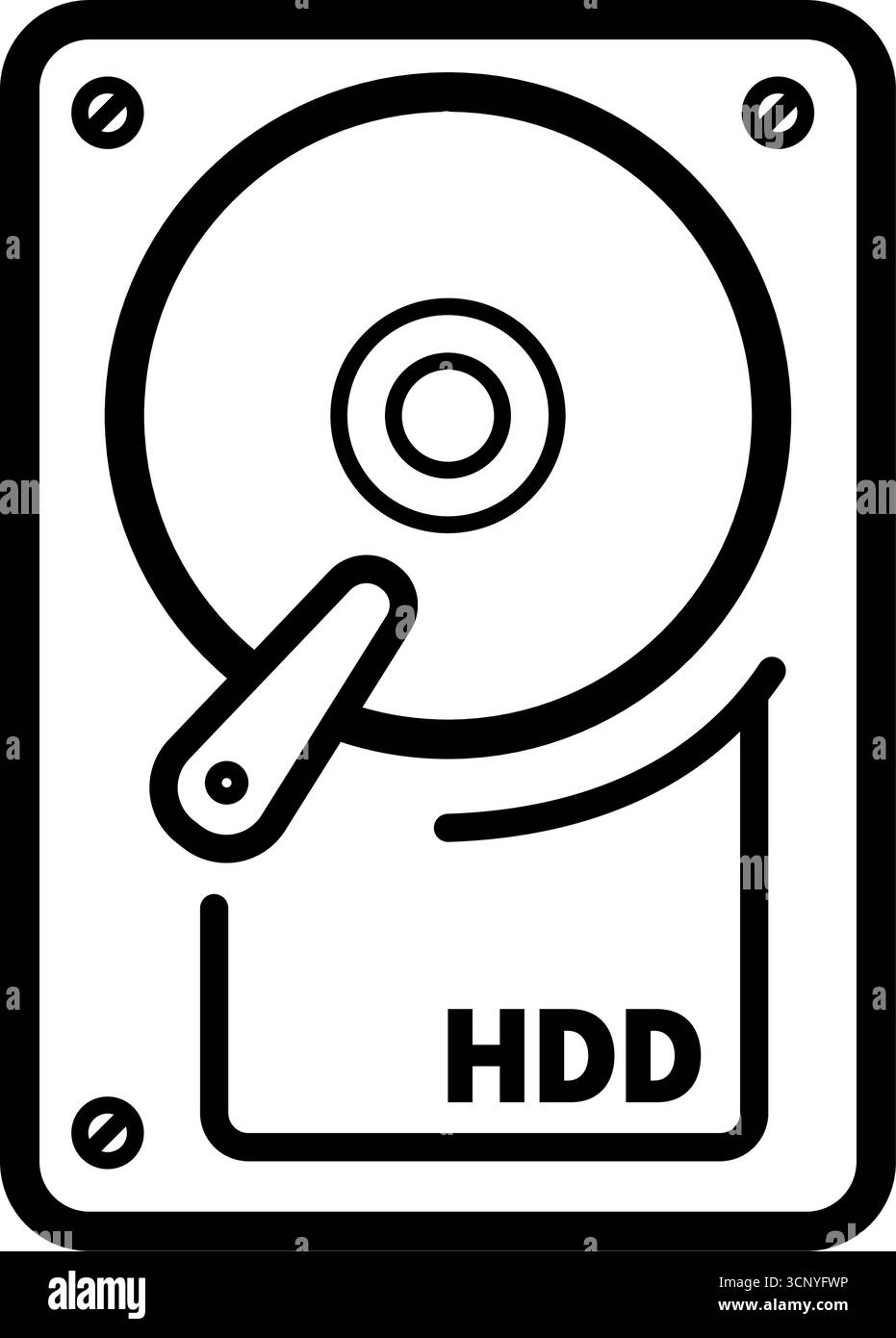 Zeilensymbol Festplattenlaufwerk (HDD) Stock Vektor