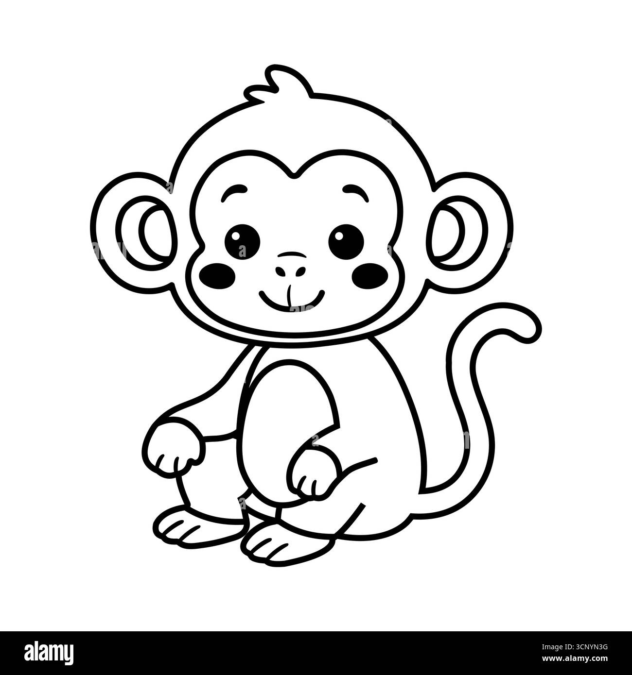 Niedlicher Affenvektor Illustration Dschungel Malseite Stock Vektor