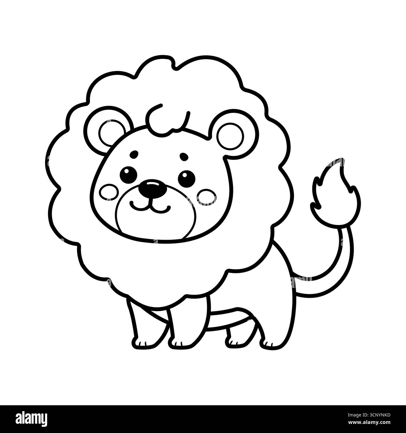 Niedliche Löwe Vektor-Illustration Safari Malseite Wildtier-Illustration für Kinder Stock Vektor