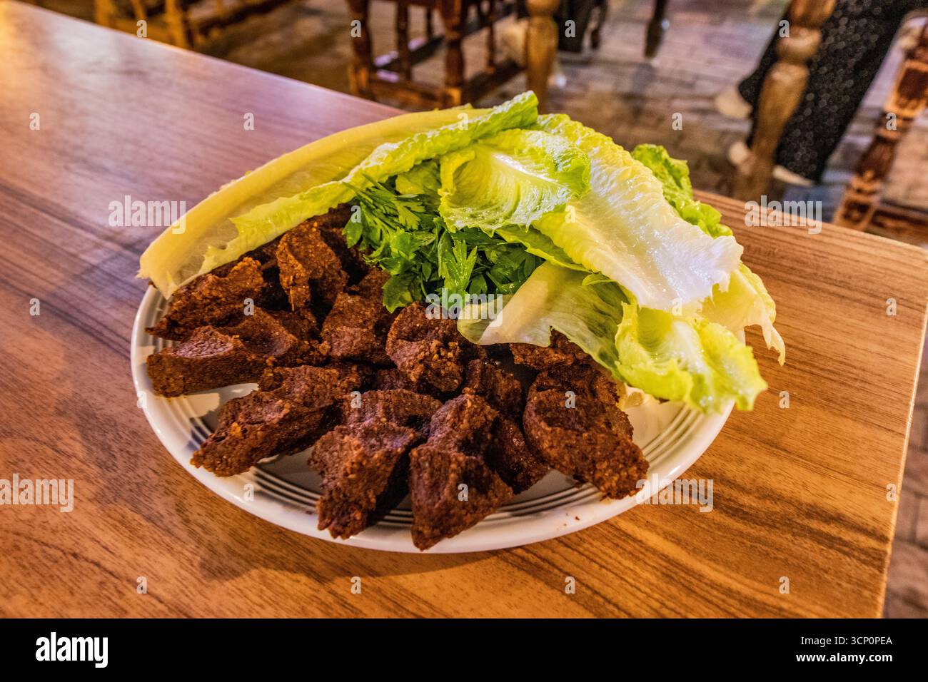 CIG Kofte (rohes Hackfleisch), Spezialität aus Sanliurfa, Truthahn Stockfoto