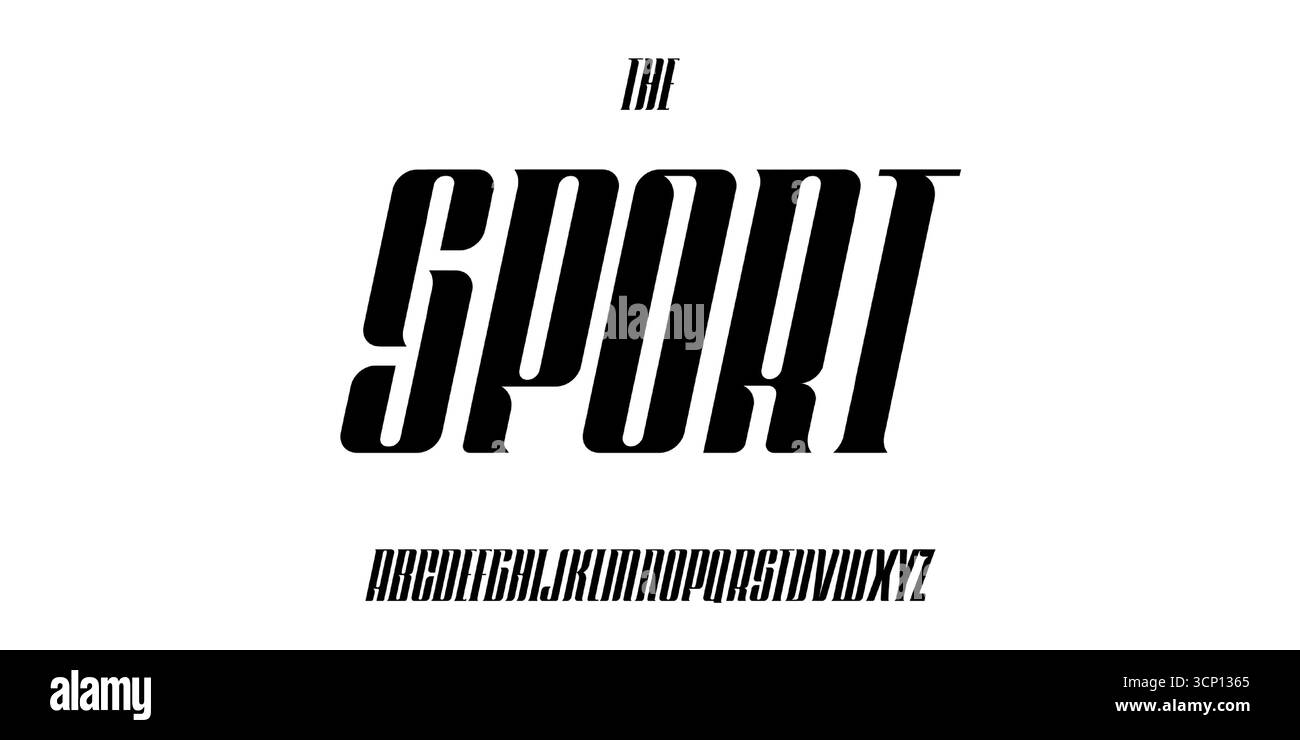 Kondensiertes Sportalphabet, kräftige, hohe Buchstaben in Metallic, hohe Schriftart für moderne Automobilidentität, robustes, zweckmäßiges Design, robuste Typografie Stock Vektor