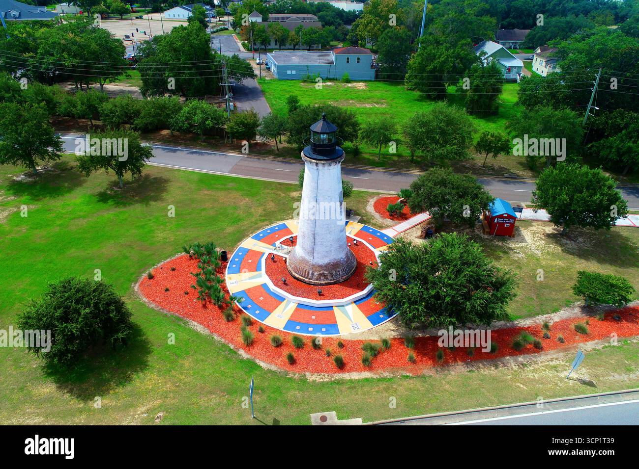 Round Island Lighthouse in Pascagoula Mississippi zog 2010 von seinem ursprünglichen Standort zur Restaurierung 09.15.2025 um Stockfoto