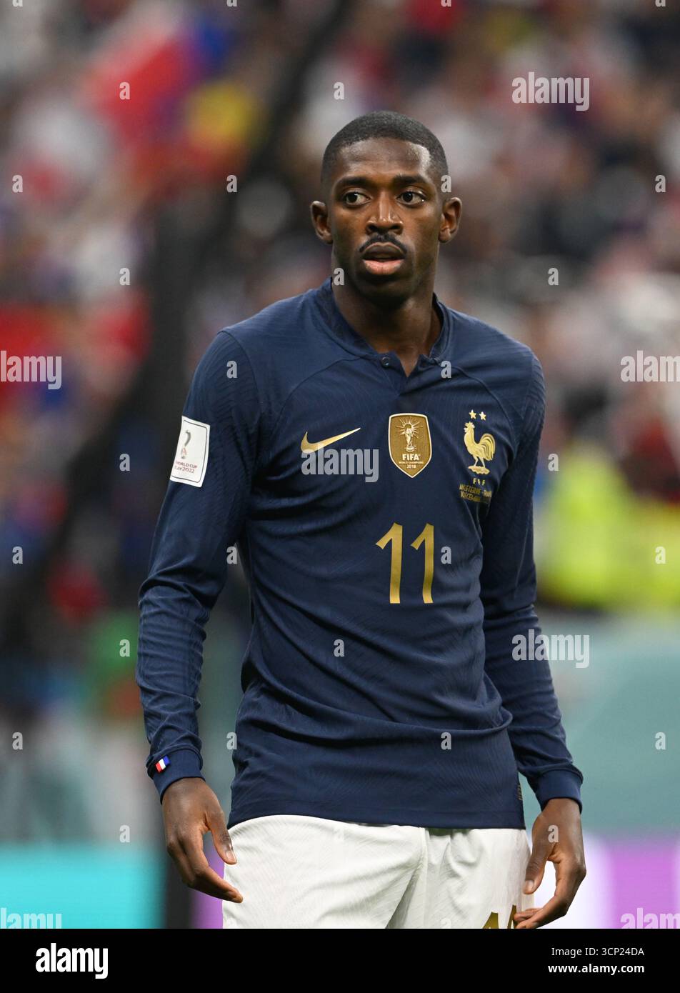 Der Ballon d'Or-Sieger von 2025, Ousmane Dembélé, trifft beim Achtelfinale gegen Polen bei der FIFA-Weltmeisterschaft 2022. Stockfoto