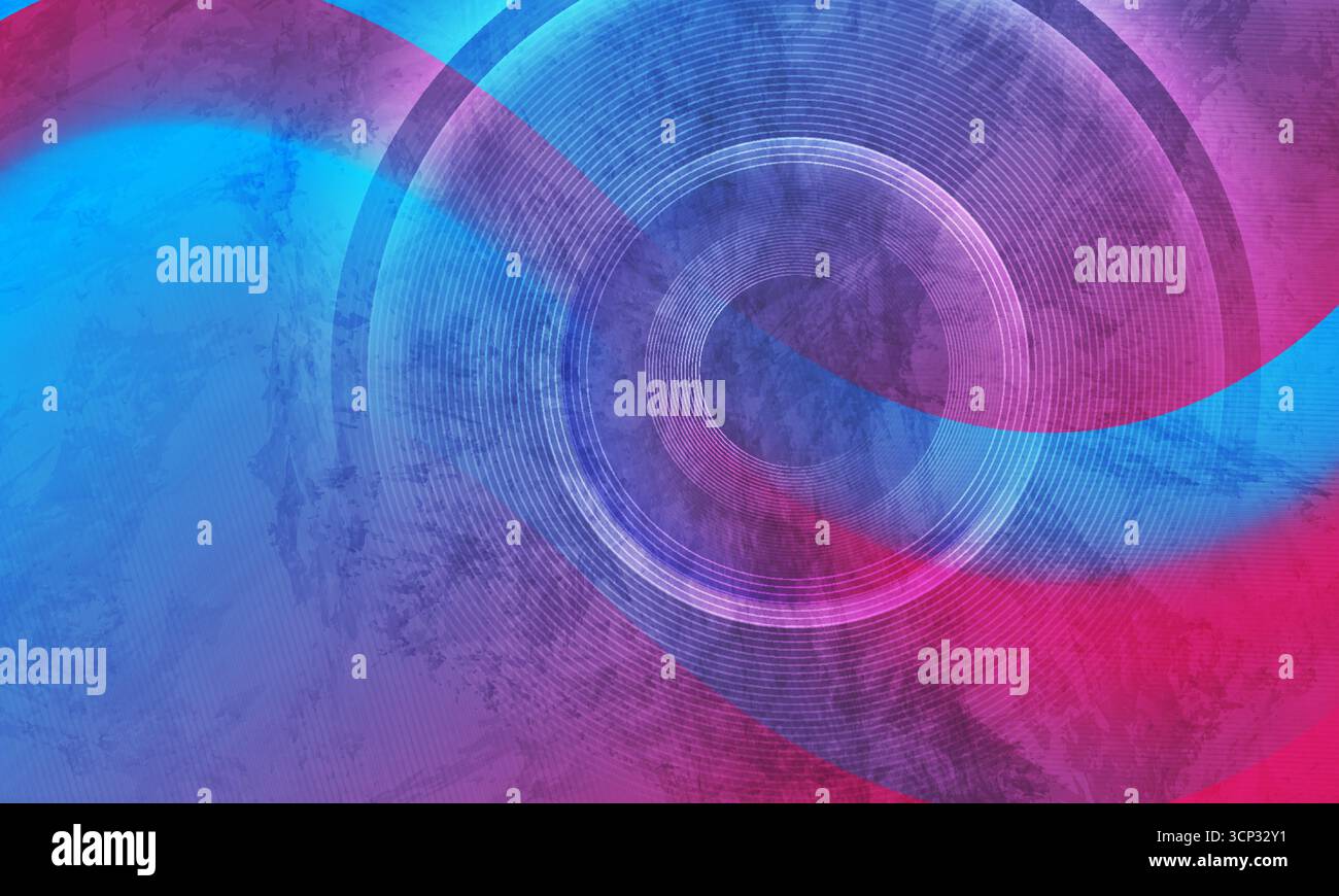 Abstrakter Hintergrund im Retro-Grunge mit weichen Wellen und linearen Kreisen. Geometrische Vektorkonstruktion Stock Vektor