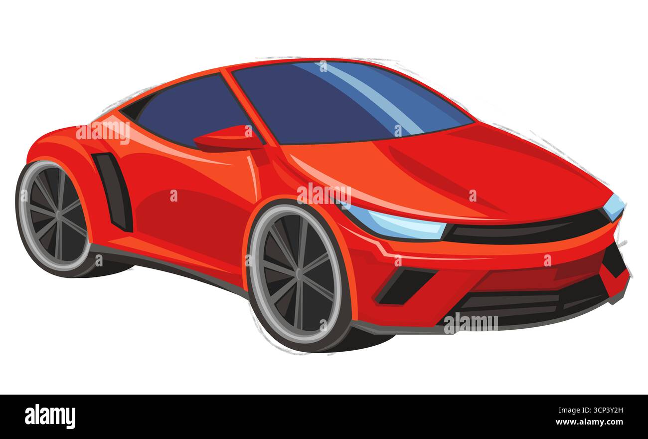 Cartoon Straßenrennen Auto Fahrzeug auf weißem Hintergrund Illustration für die Kinder Stockfoto