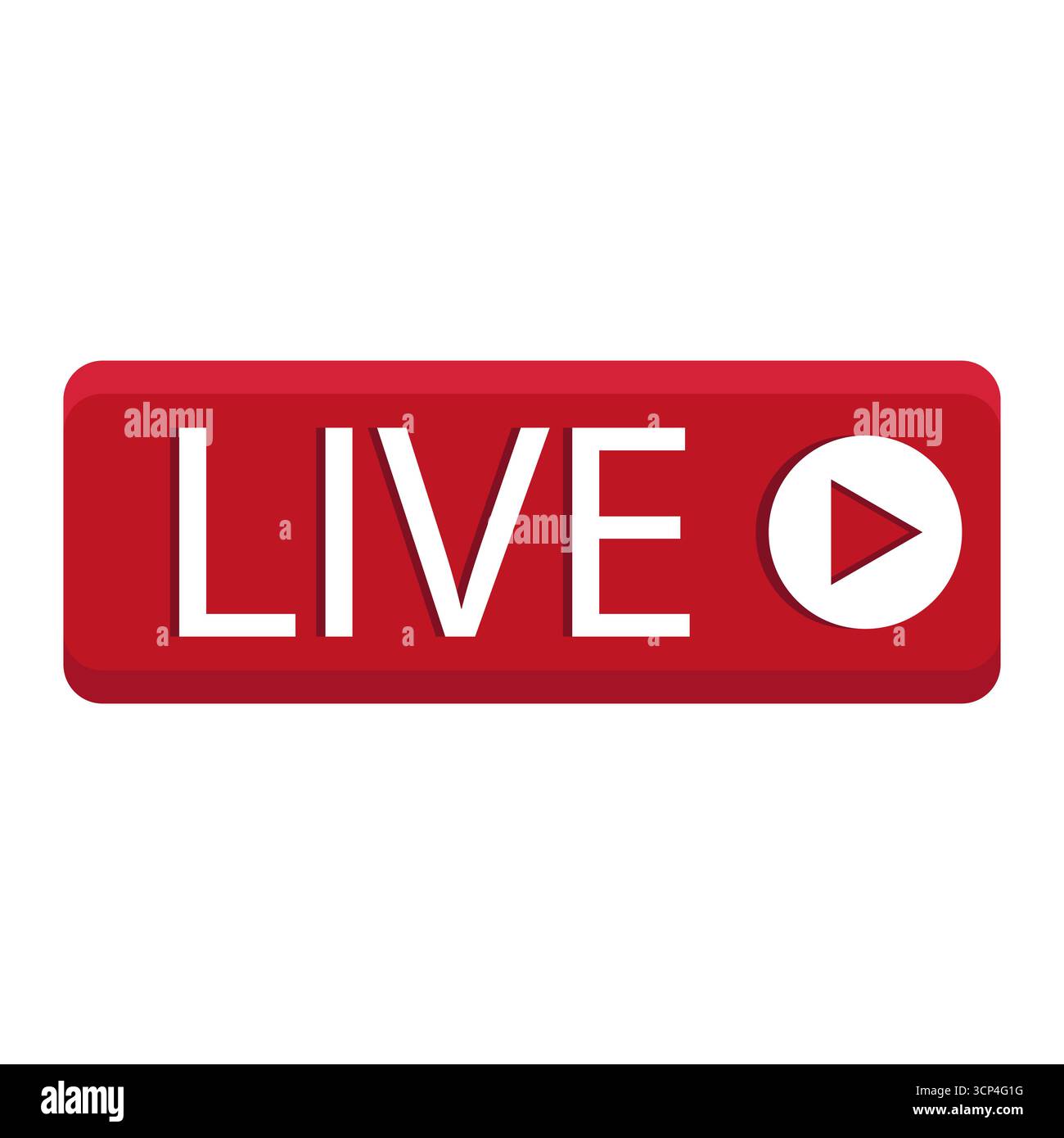 Taste für Live-Streaming. Online-Broadcast-Zeichen. Rotes Vektorsymbol. Symbol für Medienvideo. Stock Vektor