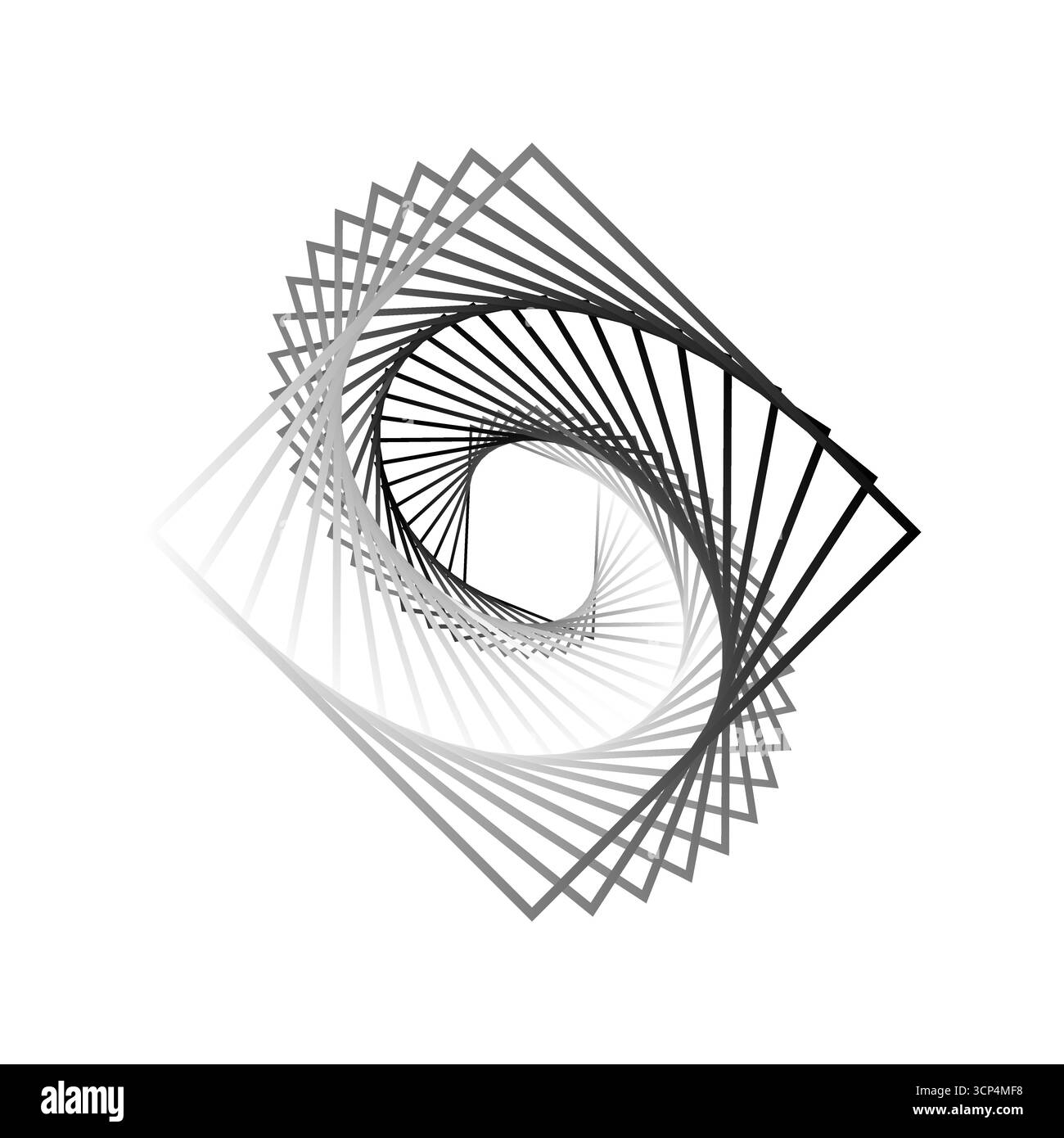 Abstrakte quadratische Spirale. Geometrische Vektorform. Optische Rotationsgrafik. Verzerrte perspektivische Abbildung. Stock Vektor