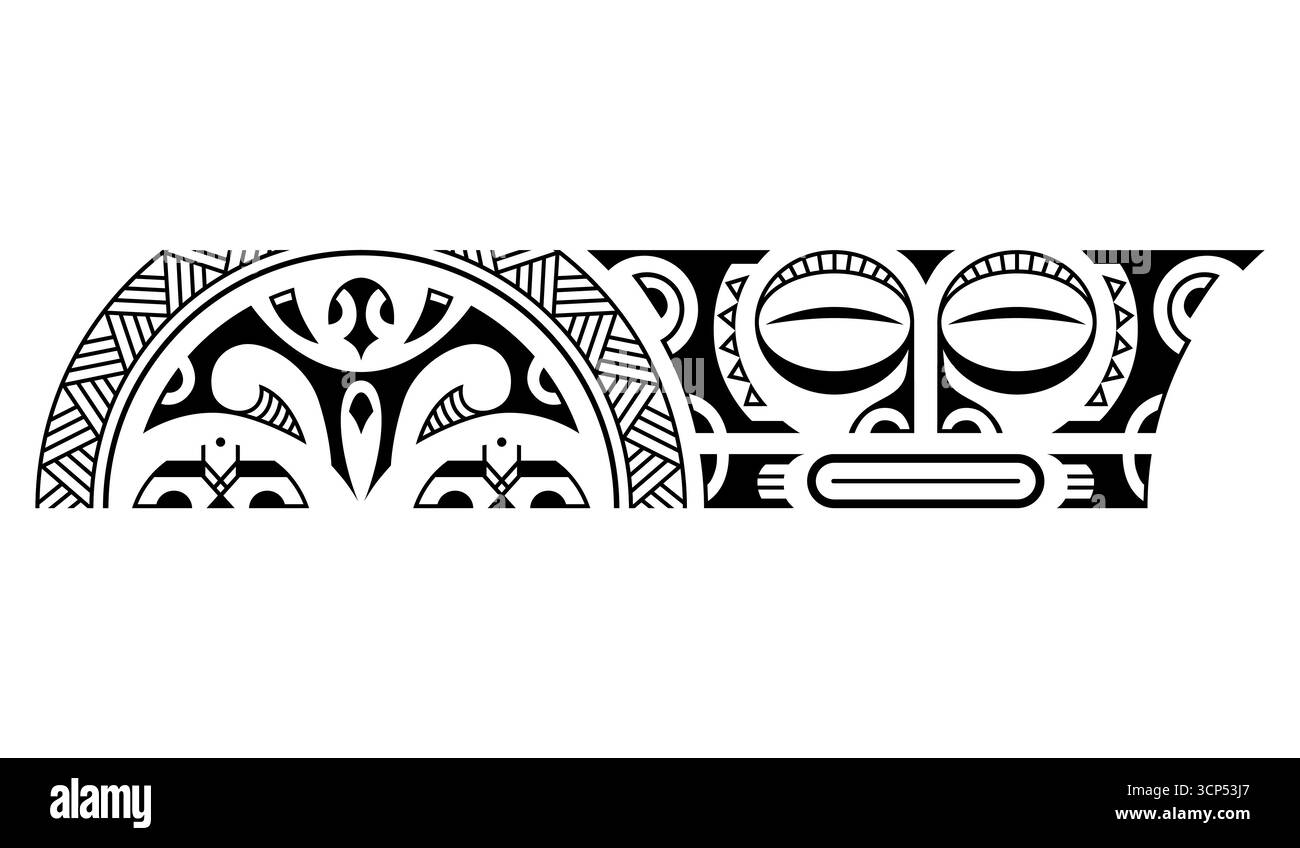 polynesisches Tattoo-Armband von Maori. Tribal Sleeve nahtlose Muster Vektor. Stock Vektor