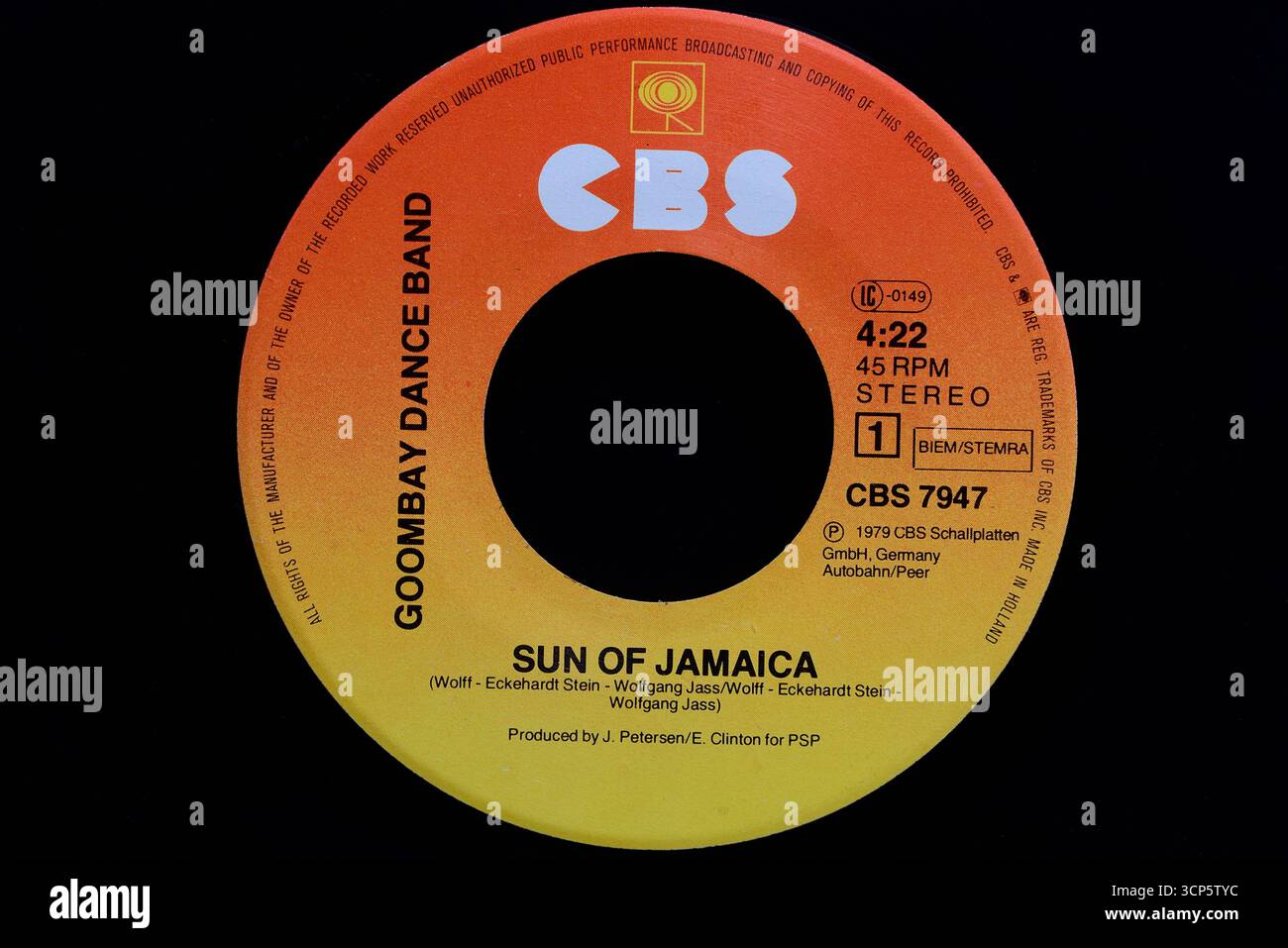 Vinyl Singles 7″, Goombay Dance Band, Sun of Jamaica, CBS Records, 1979 Stockfoto