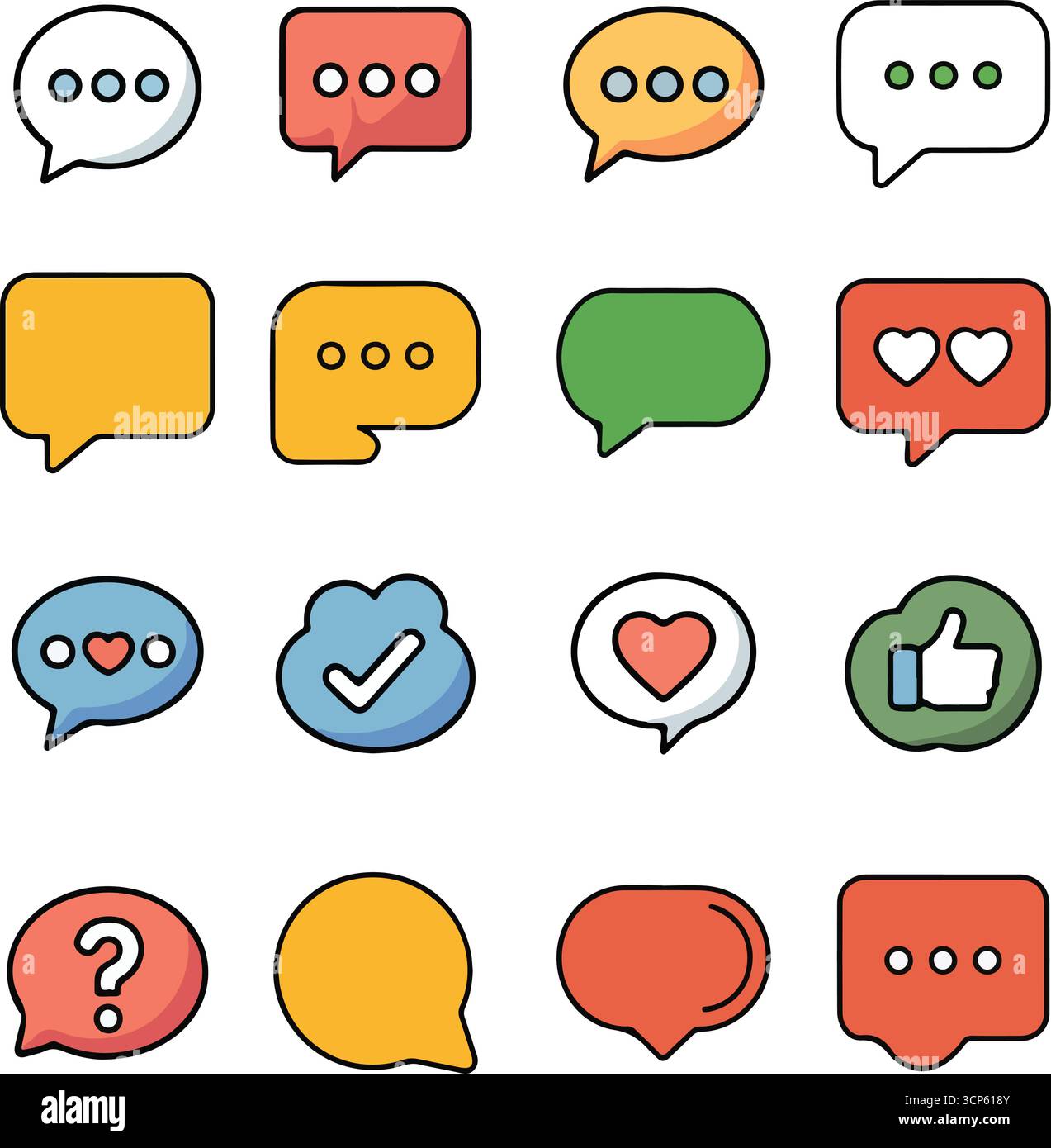 Symbol für Sprechblase in flachen Illustrationen Stock Vektor