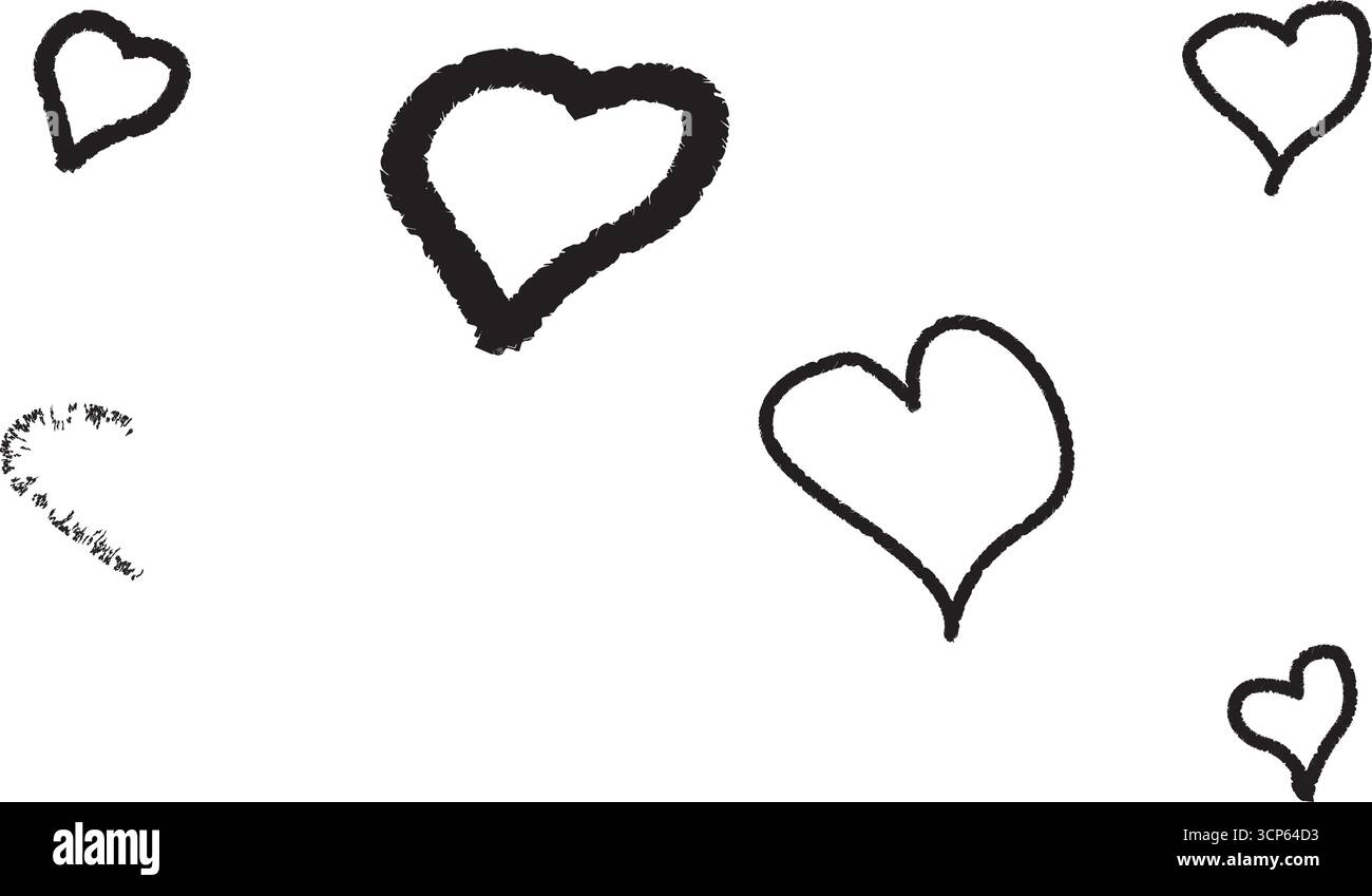 Hand gezeichnetes Herz Vektor-Set – romantische Doodle Hearts Kollektion für Liebe, Hochzeit, Valentinstag Design Stock Vektor