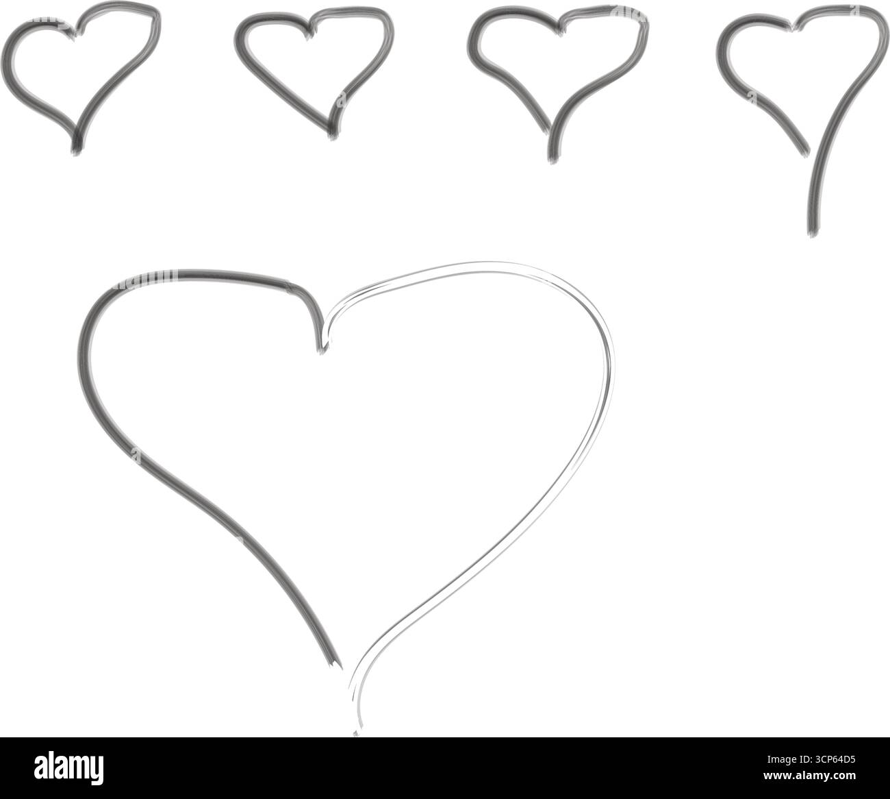 Minimales Hand gezeichnetes Herz-Vektor-Set – einfache Linienkunst Liebessymbole für Valentinstag und romantisches Design Stock Vektor