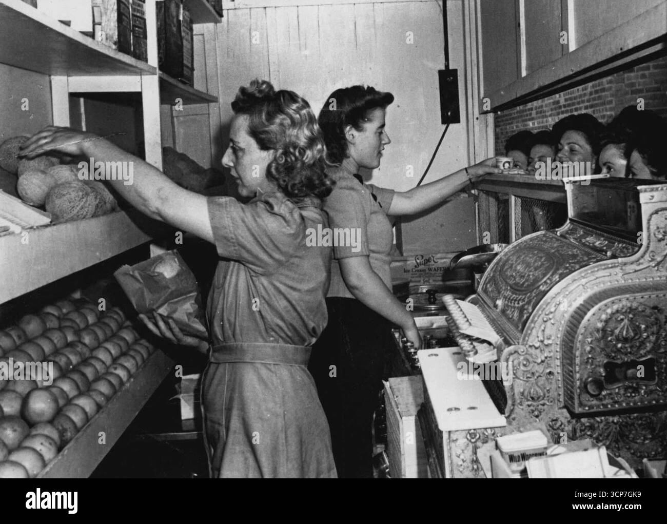 Geld - Kasse. Dezember 1949. Stockfoto