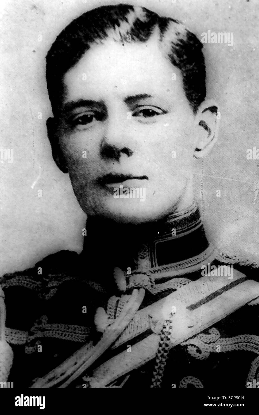 In seiner Uniform von 4. Hussaren sah er aktiven Dienst in vielen Teilen der Welt - mit Auszeichnung an der Nordwestgrenze. 28. Juli 1942. Stockfoto