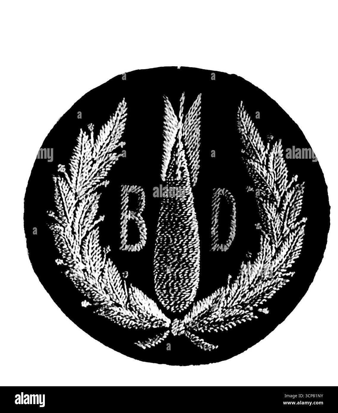Neues Abzeichen für R.A.F. Bombenentsorgungskommandos -- dieses neue Abzeichen wurde vom König für das Tragen durch das Personal der Bombenentsorgungskommandos der Royal Air Force genehmigt. Das Abzeichen, das eine Bombe mit den Buchstaben „B“ und „D“ auf beiden Seiten innerhalb eines Lorbeerkranzes zeigt, ist auf dem rechten oberen Ärmel der Servicekleidung zu tragen. Wenn das Abzeichen zusammen mit dem Hausmuster-Servicekleid des R.A.F. Blue getragen wird, ist das Abzeichen alle in hellblauer Seide auf einem dunkelblauen Hintergrund, aber für das Tragen mit tropischem Kleid ist das Abzeichen rot auf einem khakifarbenen Hintergrund. Der kreisförmige Hintergrund hat einen Durchmesser von etwas mehr als 2½'. Stockfoto