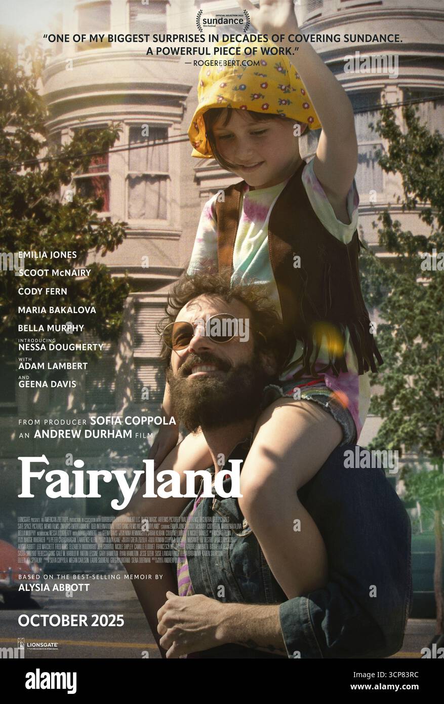 Fairyland (2023) unter der Regie von Andrew Durham mit Emilia Jones, Scoot McNairy und Geena Davis. Nach dem Tod ihrer Mutter navigieren ein Mädchen und ihr schwuler Vater durch die Künstlerin San Francisco und die AIDS-Krise. US-Poster NUR FÜR REDAKTIONELLE ZWECKE. Quelle: BFA/Lionsgate Stockfoto