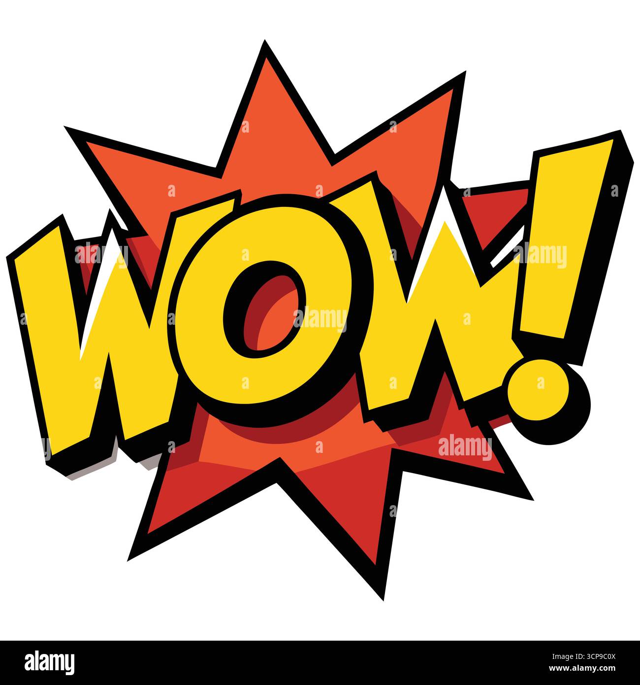 EIN „WOW!“ Comic-Burst, ideal, um Überraschungen, Spannung oder Staunen in einem dynamischen Comic- oder Pop-Art-Stil zu vermitteln. Stock Vektor