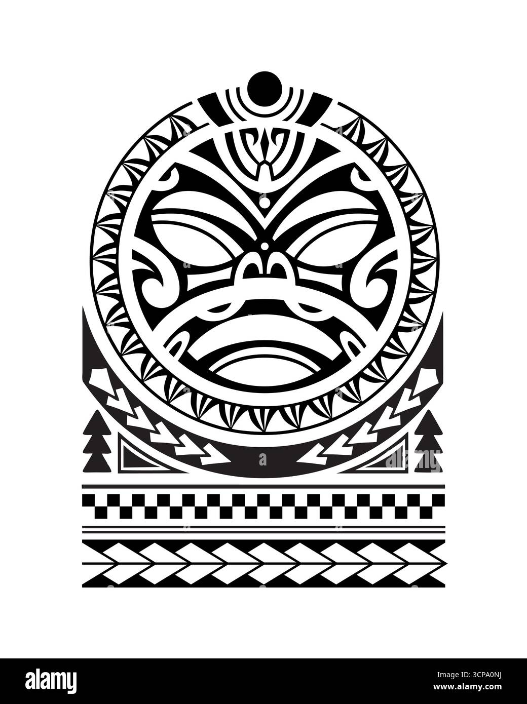 Tätowierungsskizze maori-Stil für die Schulter. Stock Vektor