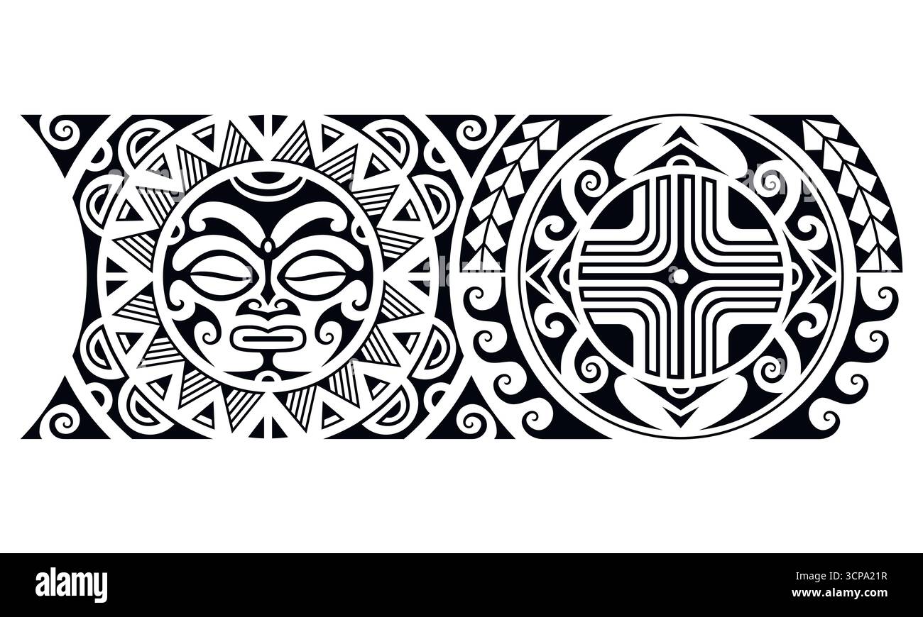 polynesisches Tattoo-Armband von Maori. Tribal Sleeve nahtlose Muster Vektor. Stock Vektor