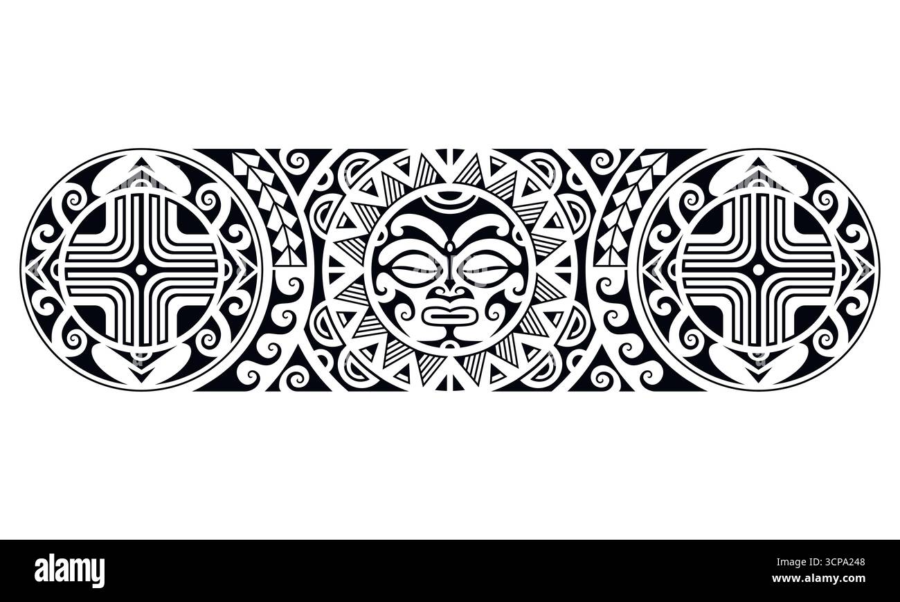 polynesisches Tattoo-Armband von Maori. Tribal Sleeve nahtlose Muster Vektor. Stock Vektor